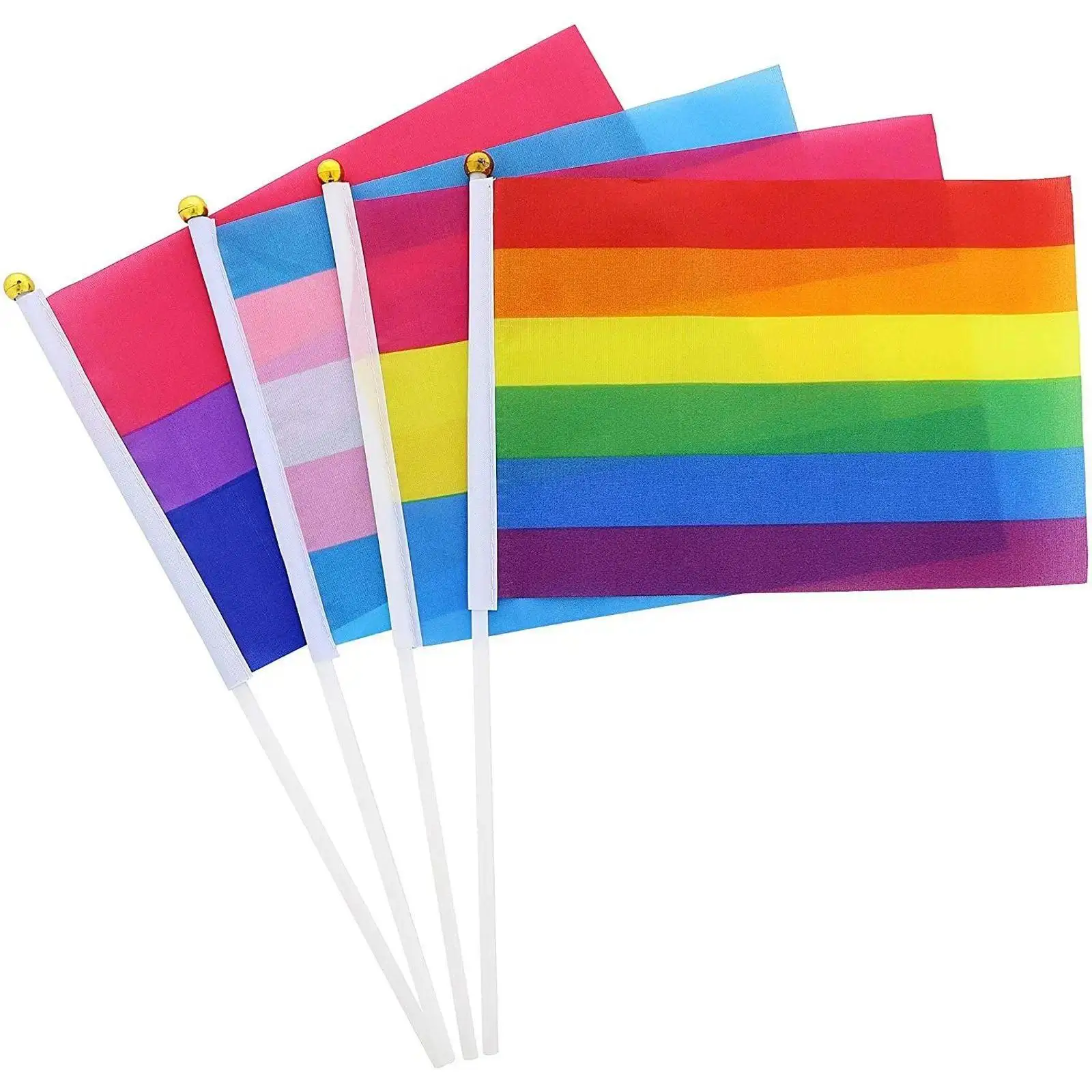 Rainbow Festival Celebration Gay Pride LGBT Progress Pride Rainbow Small Mini Hand Held Stick Flag